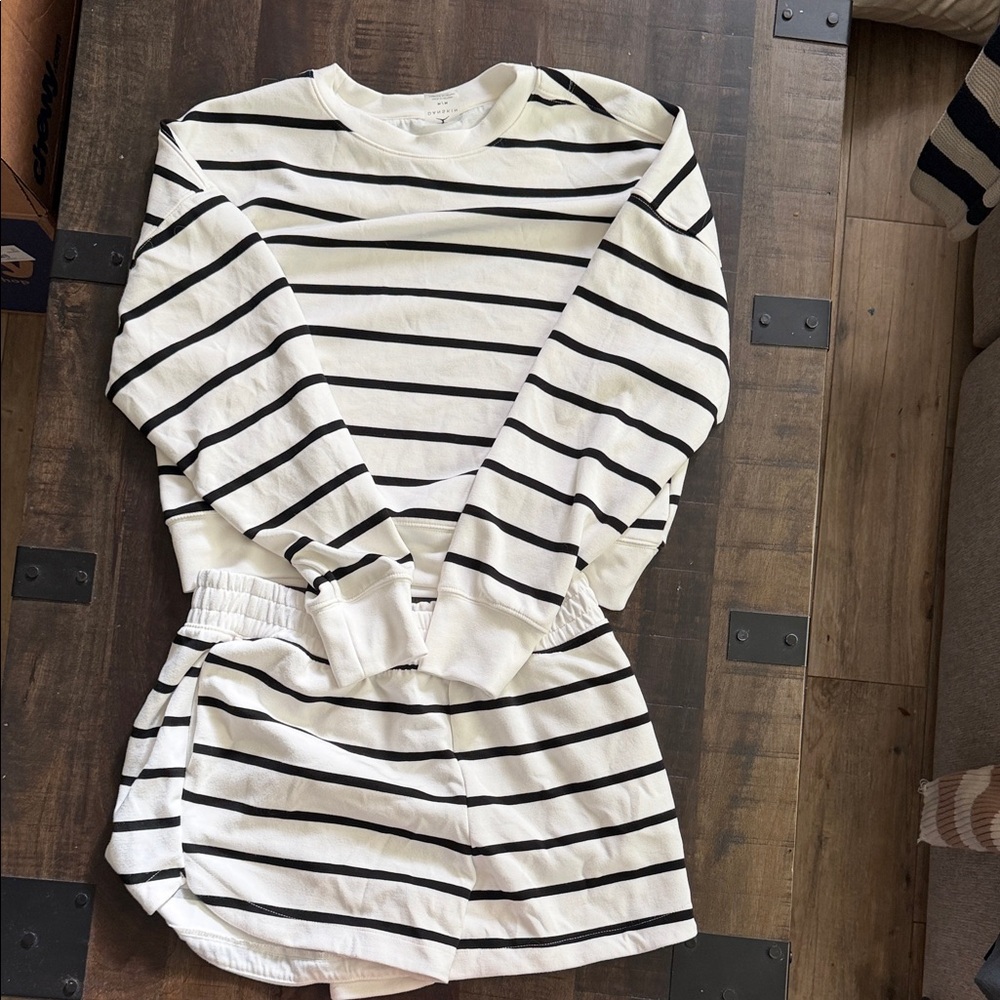 Danskin Black and White Striped Top and shorts - Athletic Knit